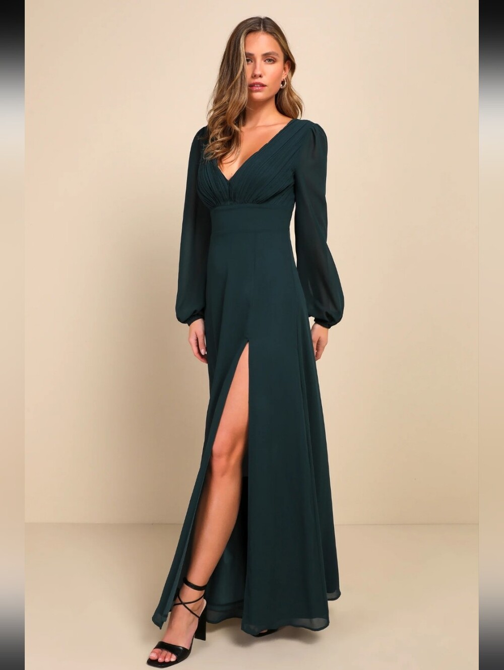 Lulus Marvelous Affair Emerald Green Pleated Lace-Up Maxi Dress